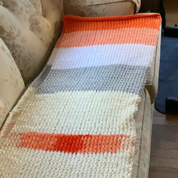 Handmade knit blanket/throw. Multicolored 60 x40.